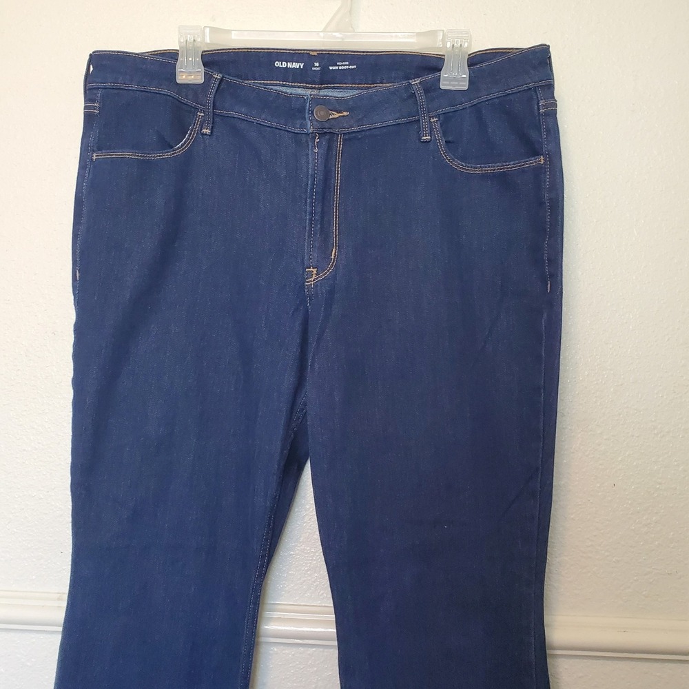 Old Navy Wow Boot-Cut Jeans Womens 16 Short Dark Wash Mid-Rise Denim Blue - Picture 2 of 11